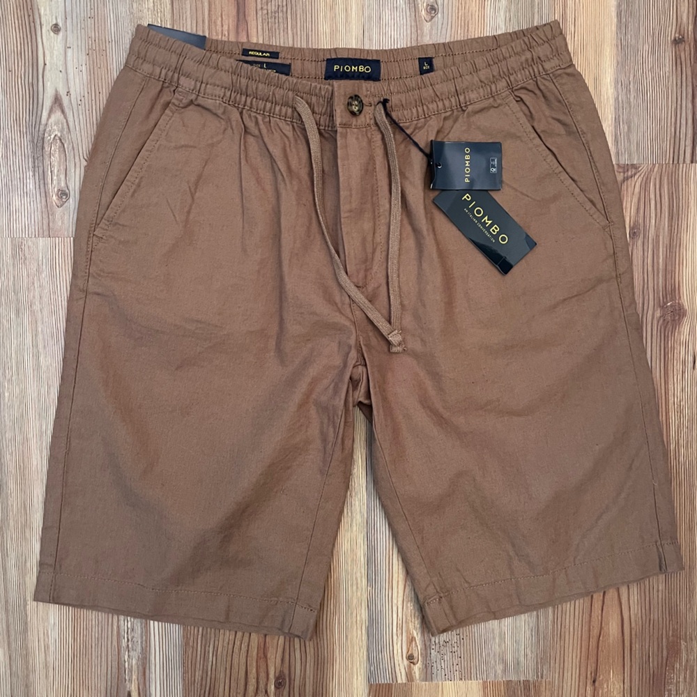 Size Large Men's Italian Designer Shorts Cotton and Linen, Regular Fit